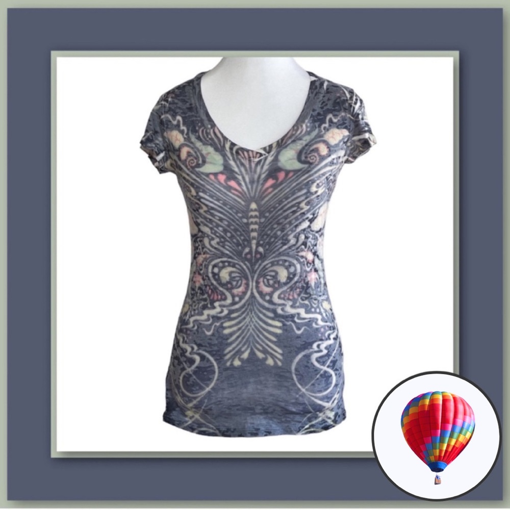 3/$18 - Cure Butterfly Dyed Lightweight Tissue Thin Tee